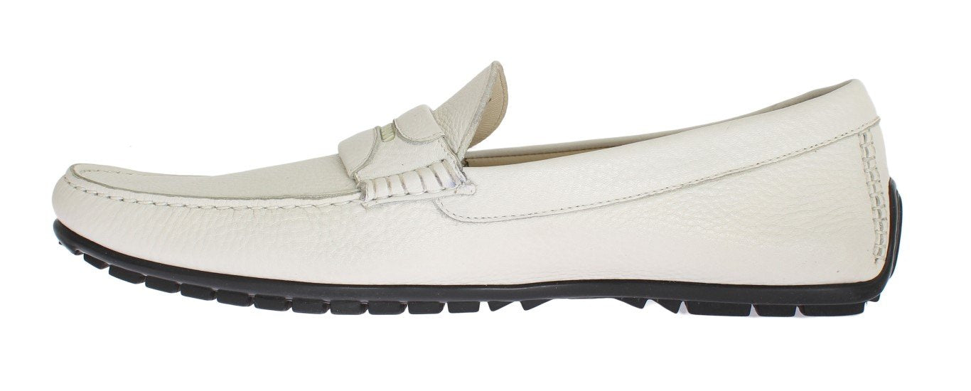 White Leather Loafers Shoes