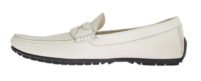 White Leather Loafers Shoes