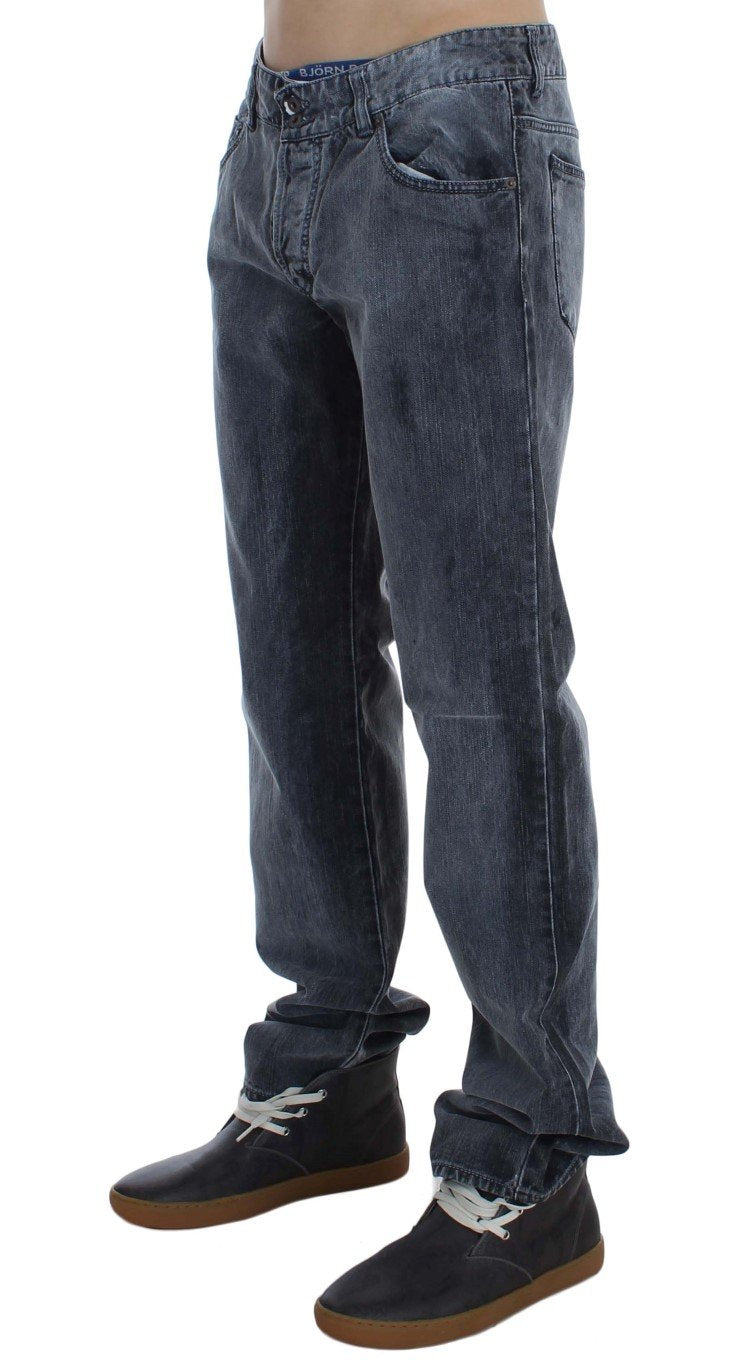 Gray Wash Cotton Regular Fit Jeans