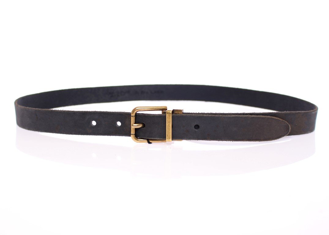 Black Spotted Leather Logo Belt