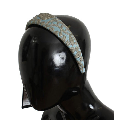 Blue Gray Floral Embroidered Headband