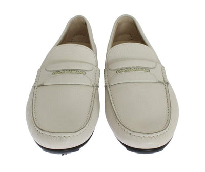 White Leather Loafers Shoes