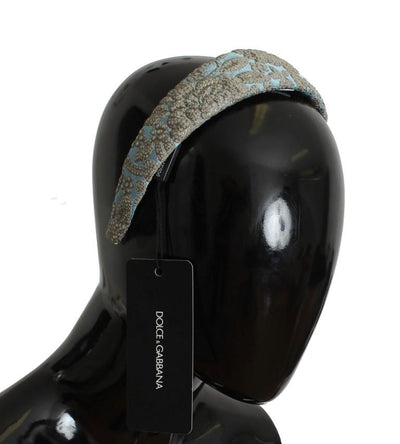 Blue Gray Floral Embroidered Headband