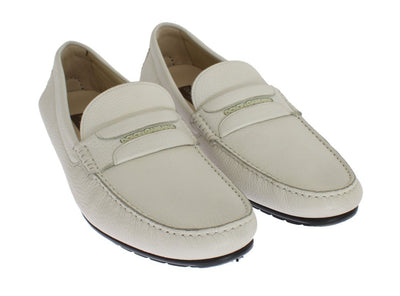 White Leather Loafers Shoes