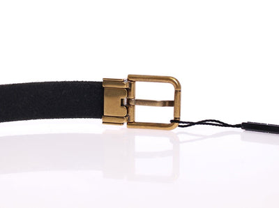 Black Spotted Leather Logo Belt