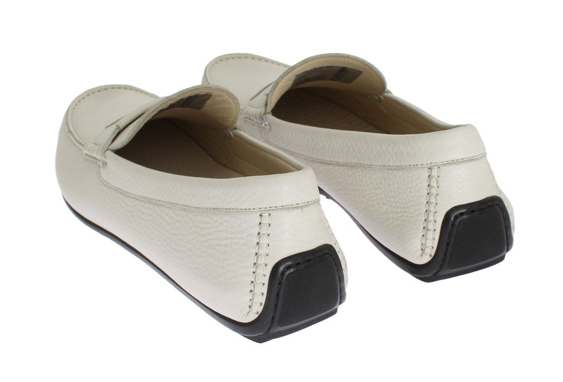 White Leather Loafers Shoes