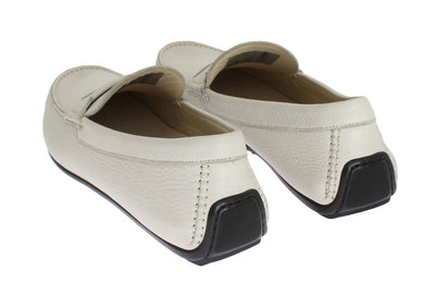 White Leather Loafers Shoes