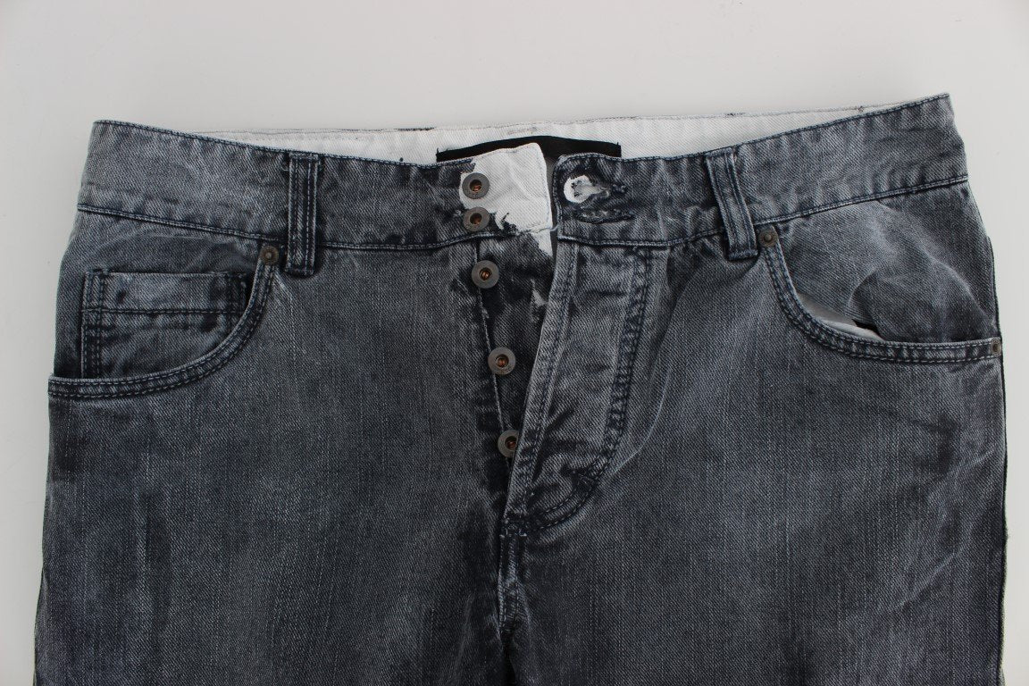 Gray Wash Cotton Regular Fit Jeans