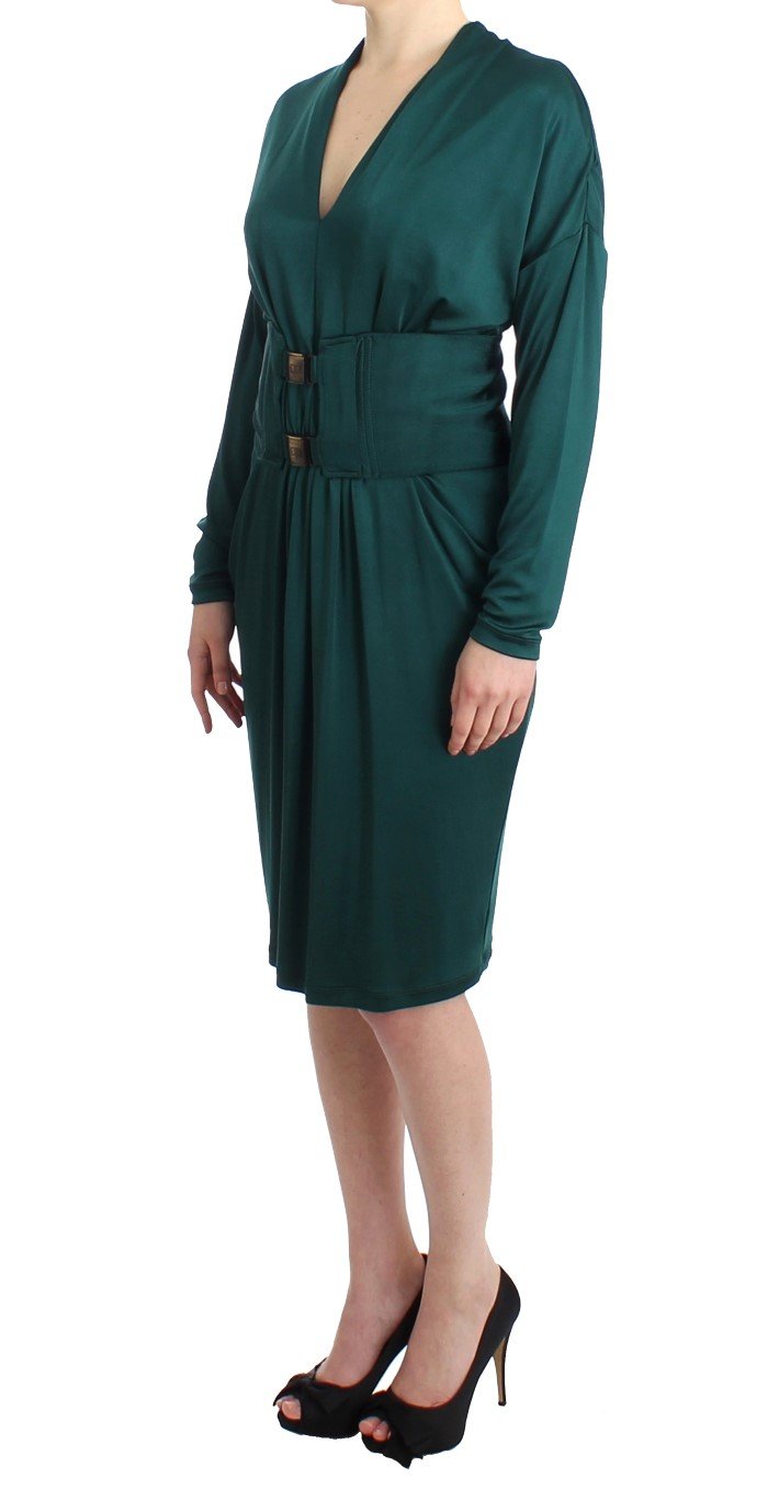 Green longsleeved belted dress