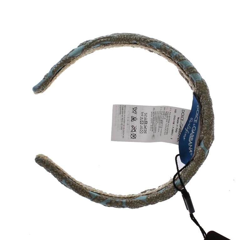 Blue Gray Floral Embroidered Headband