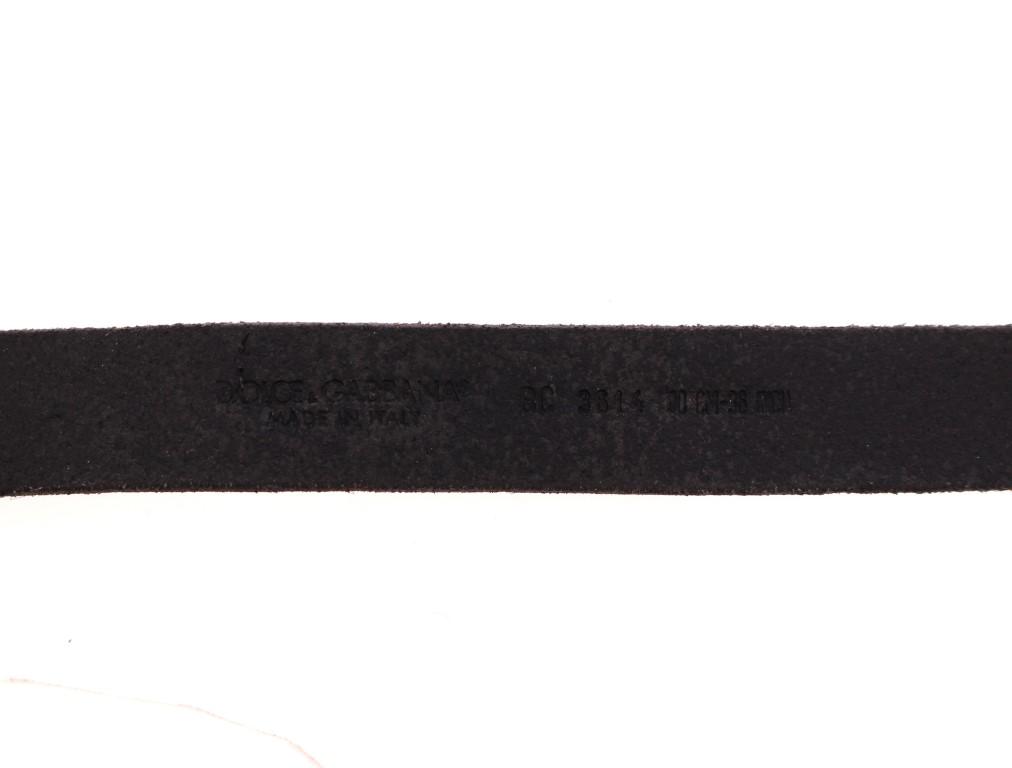 Black Spotted Leather Logo Belt