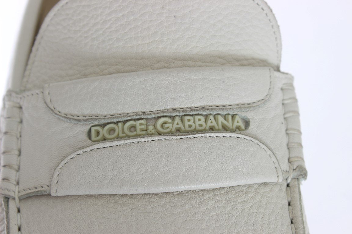 White Leather Loafers Shoes