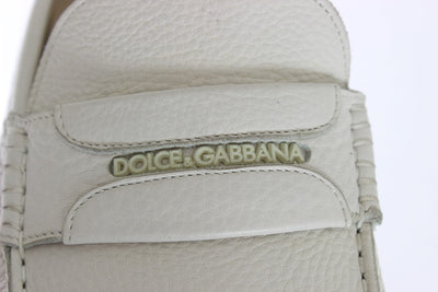 White Leather Loafers Shoes