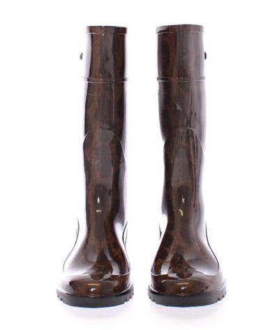 Brown Leopard Rubber Rain Boots