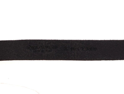 Black Spotted Leather Logo Belt