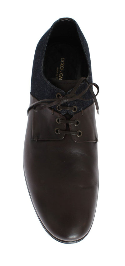 Brown Leather Blue Denim Formal Shoes