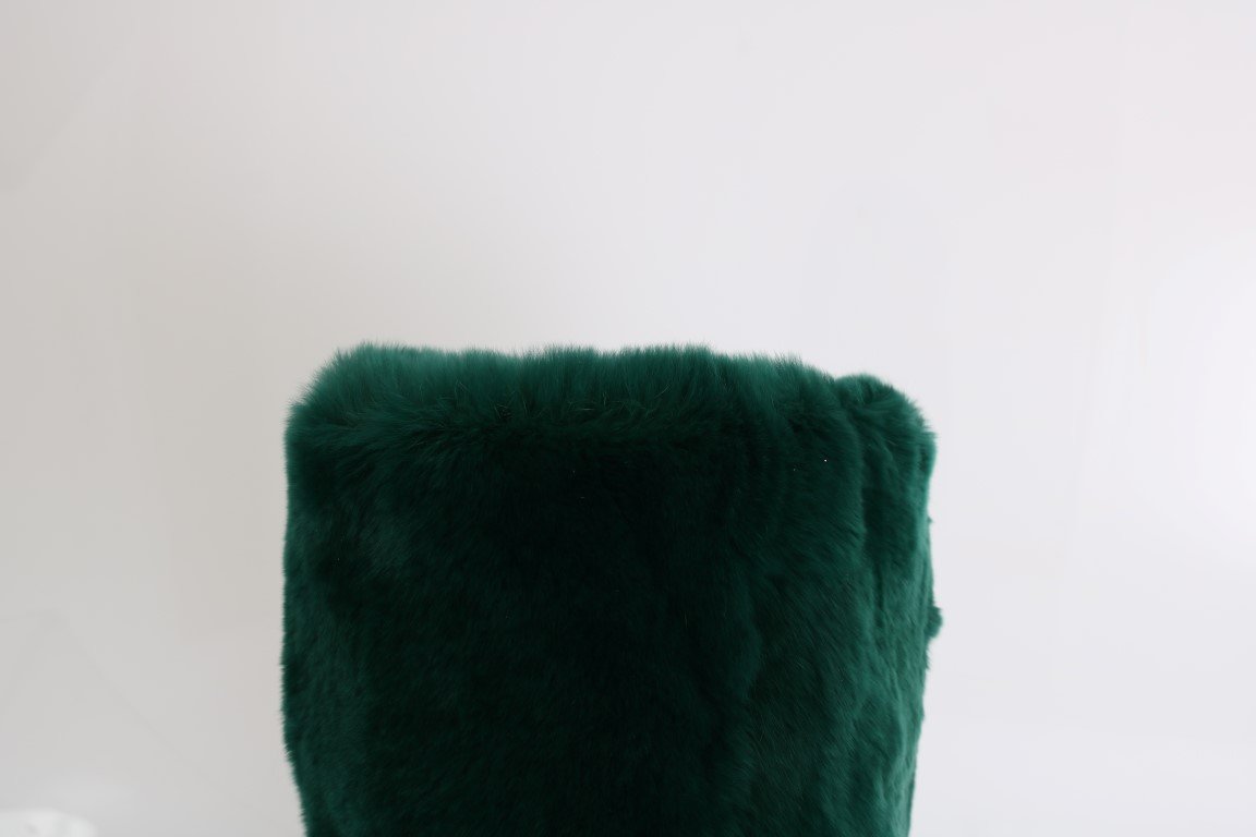 Green Rubber Lapin Fur Rain Boots