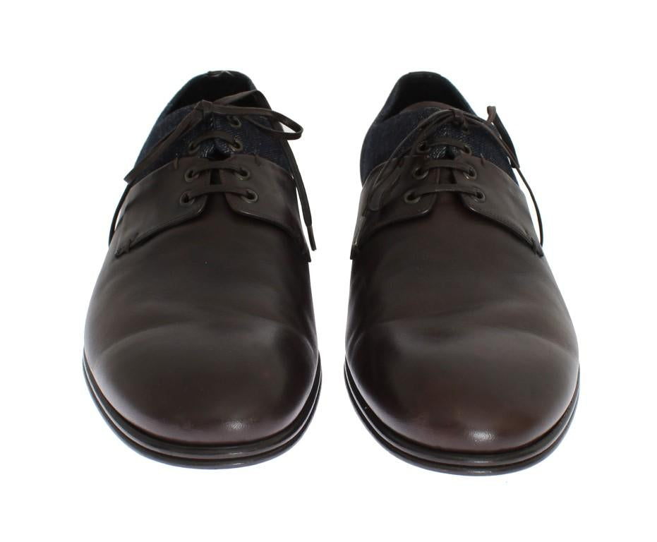 Brown Leather Blue Denim Formal Shoes