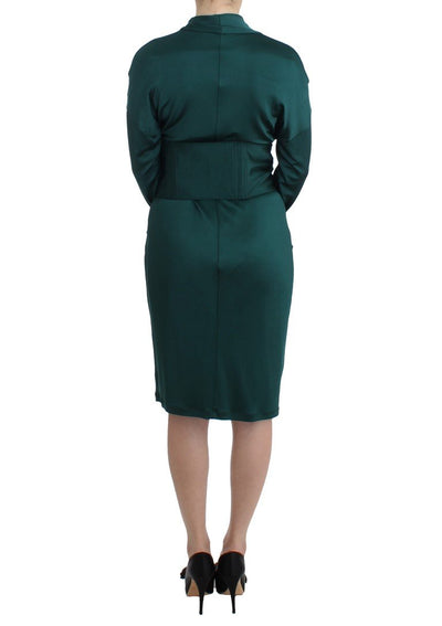 Green longsleeved belted dress