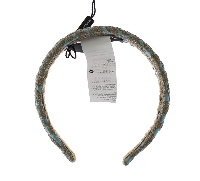 Blue Gray Floral Embroidered Headband