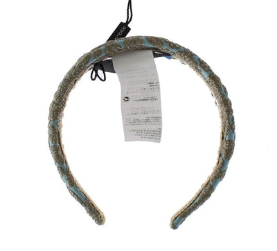 Blue Gray Floral Embroidered Headband