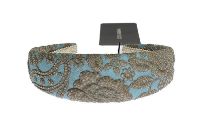 Blue Gray Floral Embroidered Headband