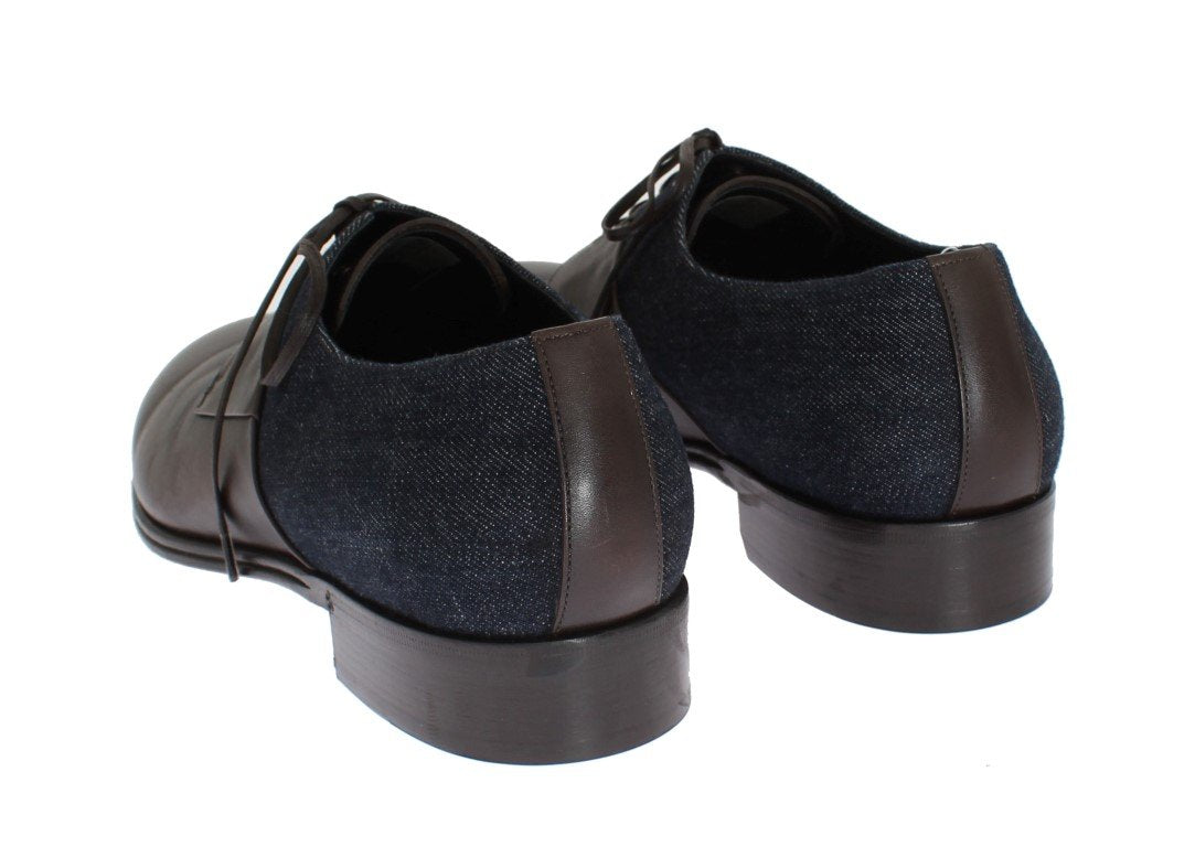Brown Leather Blue Denim Formal Shoes