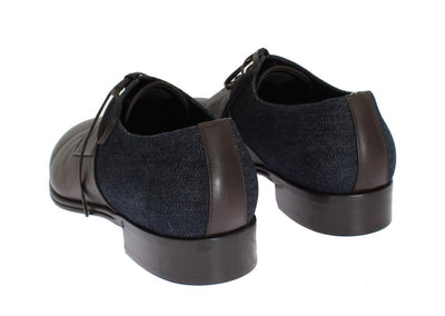 Brown Leather Blue Denim Formal Shoes