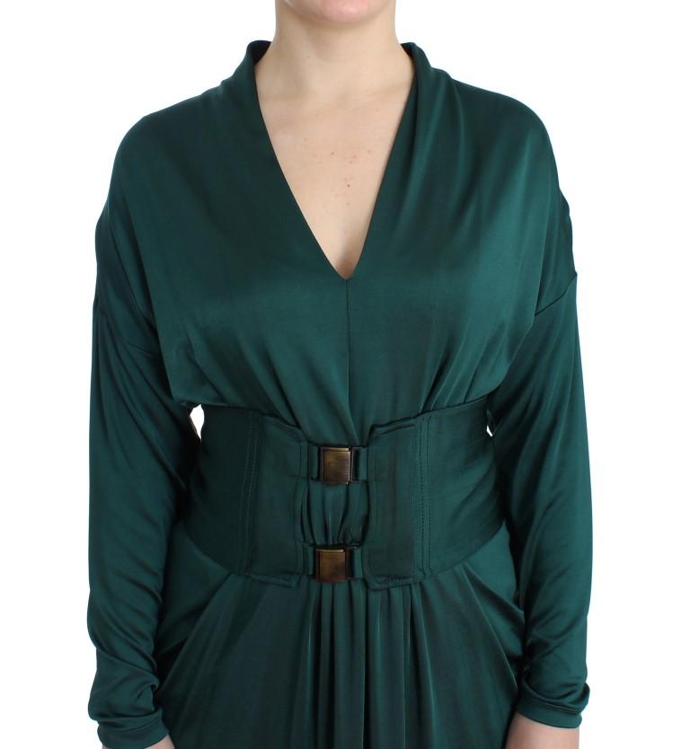 Green longsleeved belted dress