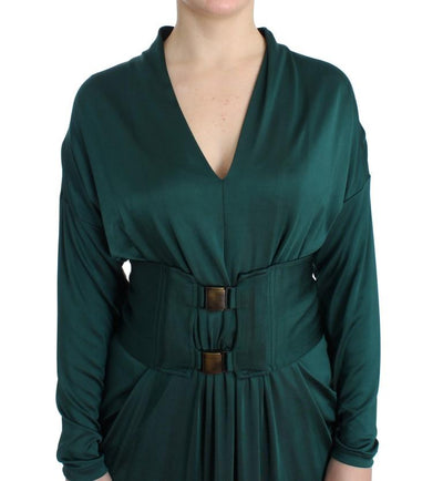 Green longsleeved belted dress