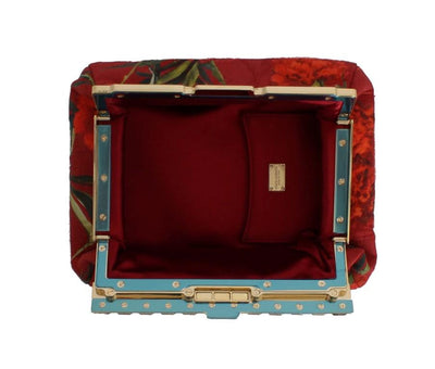 Red Roses Print Crystal Clutch Purse Bag
