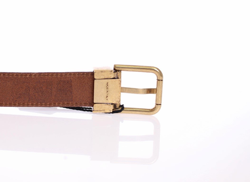 Brown Leather Logo Belt