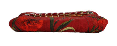 Red Roses Print Crystal Clutch Purse Bag