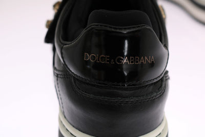 Black Crystal Leather Sneakers