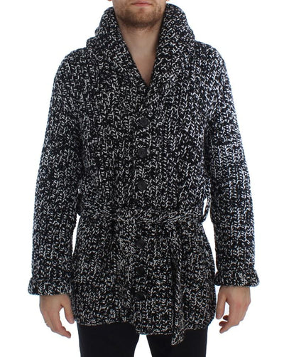 Black White Cashmere Knitted Cardigan Sweater