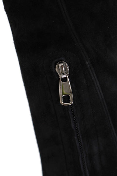 Black Suede Leather Stretch Boots