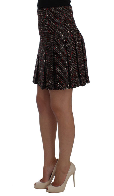 Multicolor A-Line Wool Tweed Skirt