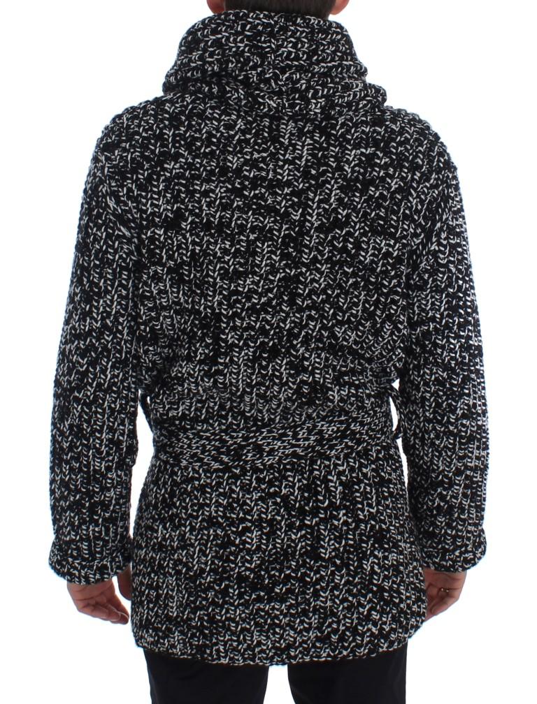 Black White Cashmere Knitted Cardigan Sweater
