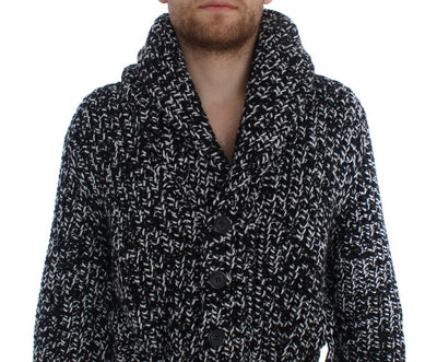 Black White Cashmere Knitted Cardigan Sweater