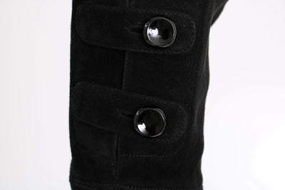 Black Suede Leather Stretch Boots