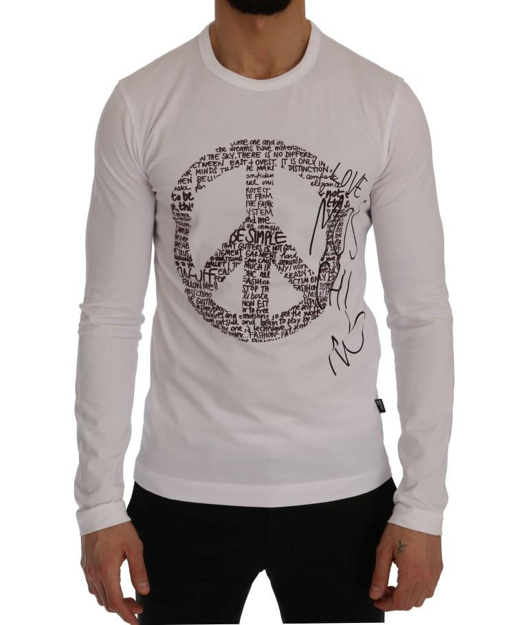 White Motive Print Cotton Stretch T-Shirt
