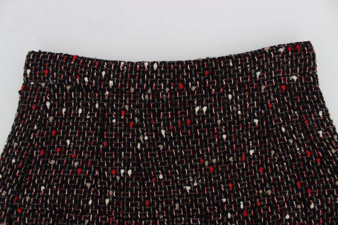 Multicolor A-Line Wool Tweed Skirt