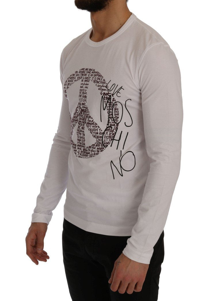 White Motive Print Cotton Stretch T-Shirt