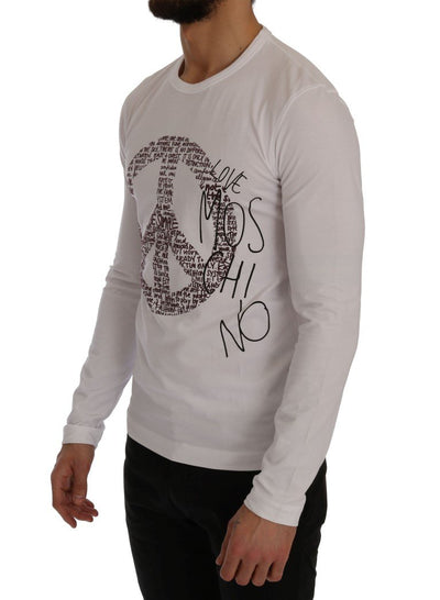 White Motive Print Cotton Stretch T-Shirt