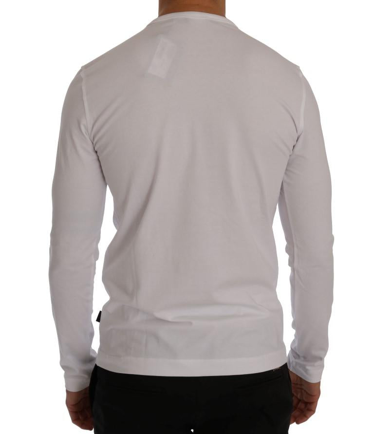 White Motive Print Cotton Stretch T-Shirt
