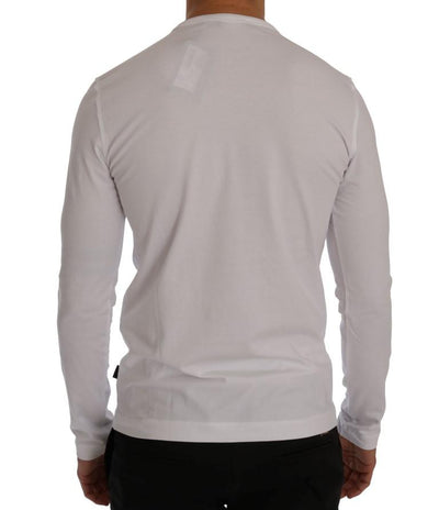 White Motive Print Cotton Stretch T-Shirt