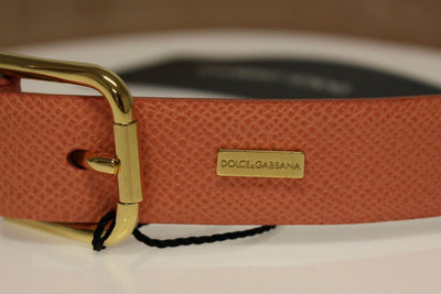 Pink Leather Gold Logo Belt