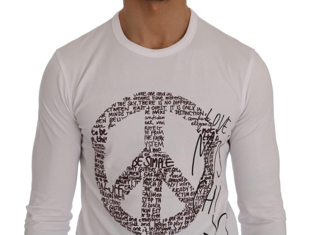 White Motive Print Cotton Stretch T-Shirt
