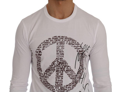 White Motive Print Cotton Stretch T-Shirt