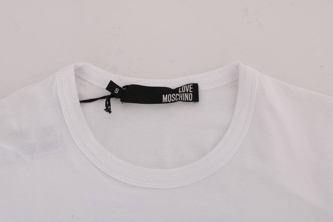 White Motive Print Cotton Stretch T-Shirt